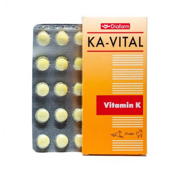 Diafarm KA-Vital K vitamīns tabletes aknu veselībai suņiem un kaķiem N15